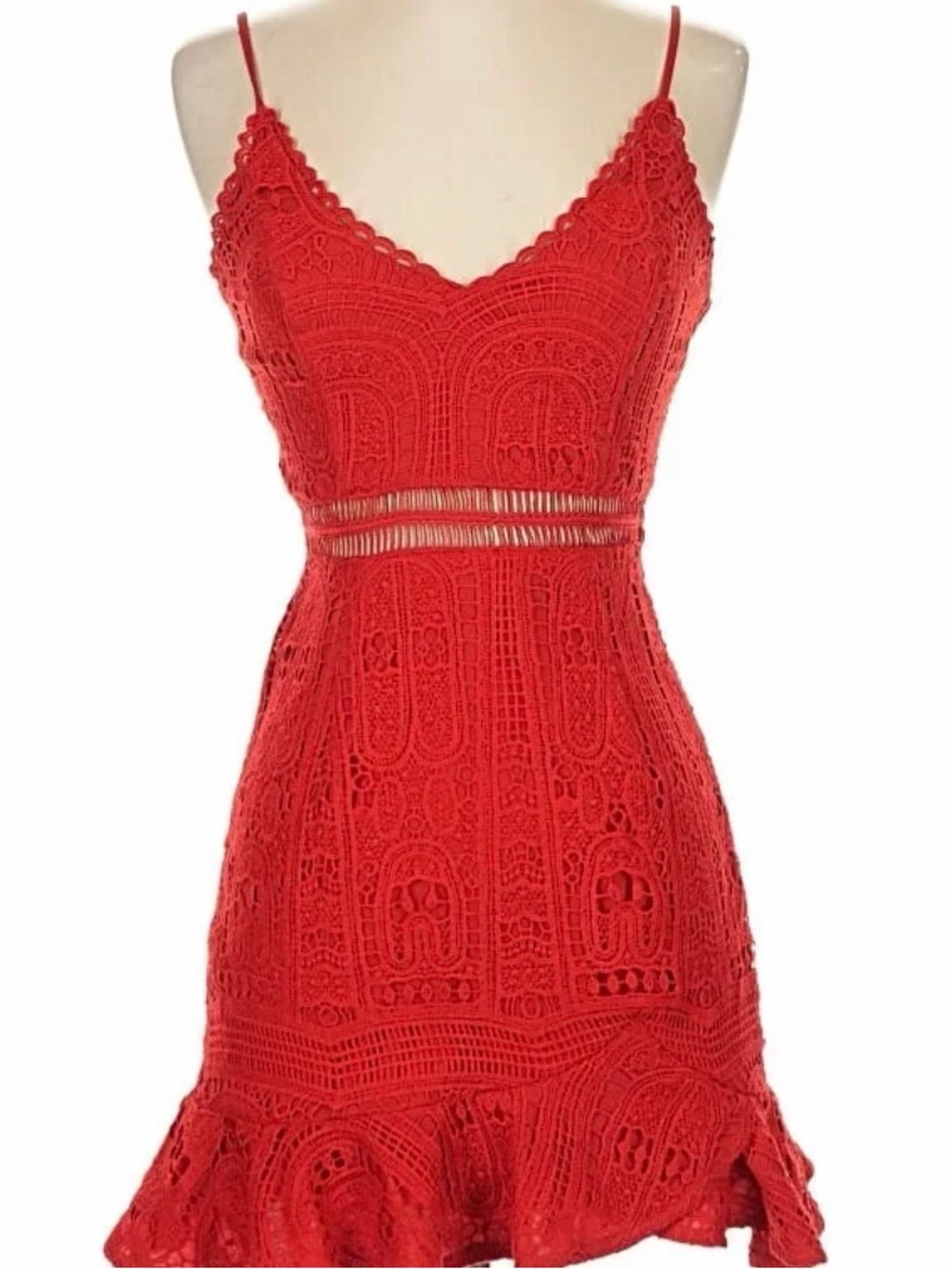 Fashion Nova Red Crochet Lace Mini Dress